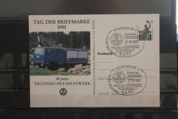 Deutschland 1991;Ganzsache Tag Der Briefmarke: THW Montabaur; SST - Privé Postkaarten - Gebruikt