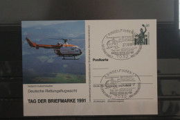 Deutschland 1991;Ganzsache Tag Der Briefmarke: Dt. Rettungsflugwacht:Hubschrauber;SST Sindelfingen - Privé Postkaarten - Gebruikt