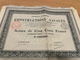 ACTION COMPAGNIE GENERALE DE CONSTRUCTION NAVALE COMPLETE AVEC COUPONS   1918  TB - Navegación