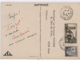 ANDORRE (france) N°119 +122 / IMPRIME POUR LA FRANCE -31-12-49- TARIF 6-1-49 = 5F - Storia Postale