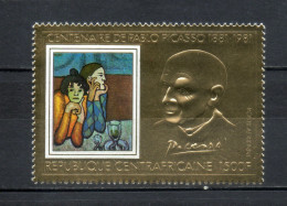 CENTRAFRIQUE PA N° 248   NEUF SANS CHARNIERE COTE 20.00€   PICASSO PEINTRE TABLEAUX  TIMBRE OR - Central African Republic