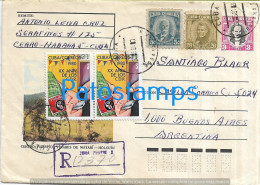 214576 CUBA HABANA COVER CANCEL 1981 REGISTERED CIRCULATED TO ARGENTINA POSTAL STATIONARY C/ ADDITIONAL NO  POSTCARD - America (Other)