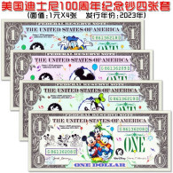 2023 Disney Commemorative Note 1 Dollar Note UNC In The United States，4 Full Set - Collezioni