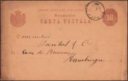 Romania 1888, Postal Stationary Ploiesti To Hamburg W./psm Ploiesti - Cartas & Documentos
