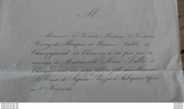 FP MARIAGE : M LABBE CHAMPGRAND Et Comte SEGUINS PAZZIS Au Chateau D'HERBAULT 41 En 1865 ................ TIR1-POS1a - Wedding