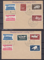 ⁕ Germany 1957 DDR ⁕ Zoo Berlin, Leipzig Fair Postmark On 2 Covers "Mustermesse" - Enveloppes - Oblitérées