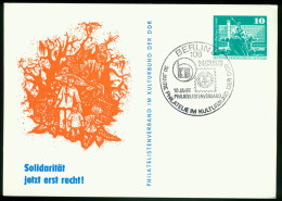 Ga Germany, DDR Postal Stationary 1973 MiNr P 79 Postcard | "Solidarität Jetzt Erst Recht!". Philatelie Im Kulturbund - Postcards - Used