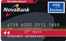 GREECE - Nova Bank Visa Electron(reverse Axalto), 07/06, Used - Tarjetas De Crédito (caducidad Min 10 Años)