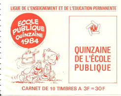 Carnet De 10 Timbres- Ecole Publique -1984- Boule Et Bill - Cinderellas