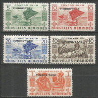 NUEVA HEBRIDES  TAXE YVERT NUM. 26/30 ** SERIE COMPETA SIN FIJASELLOS - Timbres-taxe