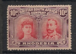 RHODESIA - 1910 - N°YT. 30 - 10p Violet-brun Et Rouge - Neuf* / MH VF - Northern Rhodesia (...-1963)