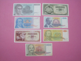 Yugoslavia Lot 7 X Banknotes 1981, 86, 93, 94 - Yugoslavia