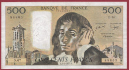 500 Francs "Pascal"- Du 03/02/1977.A--ALPH .D .67-----dans L 'état-- (927) - 500 F 1968-1993 ''Pascal''