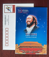 Italian Singer Luciano Pavarotti,CN01 Bidding For 08 Olympic Games Beijing 01 Three Tenors Concert Adv Pre-stamped Card - Chanteurs