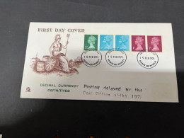 28-9-2023 (2 U 24)  UK FDC Cover - 11 Aug 1971 (Decimal Currency Definitive - Delayed By Post Office Strike 1971 - 1971-1980 Decimal Issues