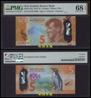 New Zealand 5 Dollars, 2015, AA Prefix, IBNS Winner Note, PMG68 - New Zealand