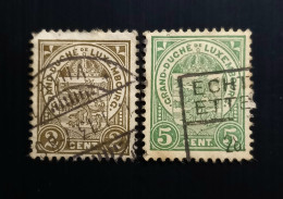 Luxembourg 1907 Coat Of Arms - Set 2 Stamps Used - 1907-24 Abzeichen