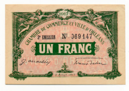 C.D.C. // ORLEANS (Loiret 45) // Août 1917 // Un Franc // Filigrane Abeilles // SUP - Chambre De Commerce