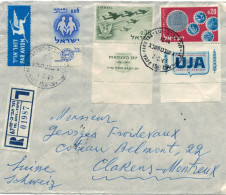 Tel Aviv Yafo Reko > Montreux 1963 - Luftwaffe - United Jewish Appeal UJA - Zwilling Mit Tabs - Lettres & Documents
