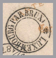 Luxembourg-1878 Entry Mark LUXEMBOURG PAR BRUX On 10c Arms P22 Card - 1859-1880 Armarios