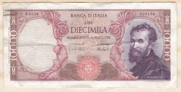 Billet 10000 Lire Michel Angelo  1973, Alph. A.0536 N° 028136 - 10000 Liras