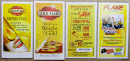 INDIA 4 DIFFERENT CIGARETTE CARDS, GOLD FLAKE SUPERSTAR, GLOD FLAKE HONEY DEW, FLAKE....BRAND NEW CONDITION - Altri & Non Classificati