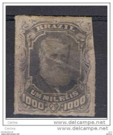 BRASILE:  1878  PEDRO  II°  -  1000 R. VIOLETTO  GRIGIO  US. -  YV/TELL. 46 - Usados