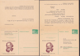 Karl-Marx-Jahr 1983 Doppel-GA 10/10 Pf. Mit Priv. Zudruck  "20 Jahre Arbeitskreis Ganzsachen" Halle Ungebraucht - Cartes Postales Privées - Neuves