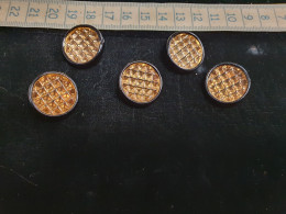 5 Anciens Boutons Verre - Boutons