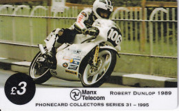 MAN-93 TARJETA DE LA ISLA DE MAN CON UNA MOTO - TT RACES 1995 - ROBERT DUNLOP - Isla De Man