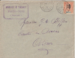 DAHOMEY - 1913 - YVERT N°39 SURCHARGE SEUL SUR LETTRE ! De PORTO-NOVO => COTONOU - Storia Postale