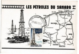 1959 Carte-Maximum Algérie HASSI-MESSAOUD "Les Pétroles Du Sahara" ** Derrick Pétrole - Maximumkaarten