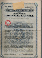 Titre Participatif  KREUGER Et TOLL   40Kr  1er Javier 1928 - Miniere