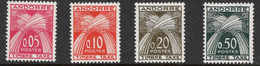TIMBRES ANDORRE FRANCAIS. TAXES  N° 42 à 45.   ANNEE 1946-50.  NEUF ** - Unused Stamps