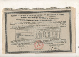 Lot De Deux Recepissé  Provisoire  Emprunt Ottoman 4%1933  De 500fr - Asia