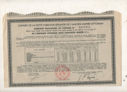 Lot De Deux Recepissé  Provisoire  Emprunt Ottoman 4%1933  De 500fr - Asien