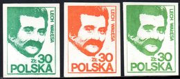 POLAND SOLIDARNOSC SOLIDARITY (GDANSK) 1983 LECH WALESA DARK & LIGHT GREEN & ORANGE VARIETIES NOBEL PRIZE WINNER POLISH - Solidarnosc Vignetten