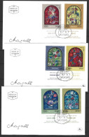 ISRAËL. N°510-5 De 1973 Sur 3 Enveloppes 1er Jour. Vitraux De Chagall. - Verres & Vitraux