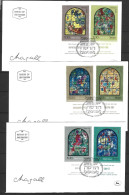 ISRAËL. N°521-6 De 1973 Sur 3 Enveloppes 1er Jour. Vitraux De Chagall. - Verres & Vitraux