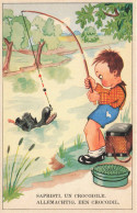 ENFANT - Sapristi, Un Crocodile - Carte Postale Ancienne - Children's Drawings