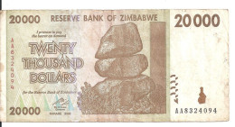 ZIMBABWE 20000 DOLLARS 2008 VF P 73 - Zimbabwe