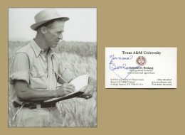 Norman Borlaug (1914-2009) - Agronomist - Signed Business Card + Photo - Nobel - Inventori E Scienziati