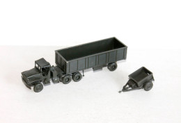 ROCO MINITANKS HO CAMION MILITAIRE TOMBEREAU TRANSPORT + Z-287 REMORQUE MUNITION - MODELE REDUIT MILITAIRE (1712.30) - Escala 1:87