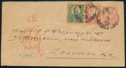 1873 5kr Díjjegyes Boríték Réznyomat 3kr+5kr Díjkiegészítéssel "(PEST)/LIPÓTVÁROS" Bélyegzéssel Londonba, Piros Londoni  - Sonstige & Ohne Zuordnung