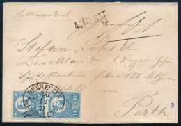 1871 Ajánlott Levél Réznyomat 10kr Függőleges Párral Bérmentesítve "DEBRECZEN / AJÁNLOTT SZ." - "PEST" (Gudlin 150 P) - Otros & Sin Clasificación
