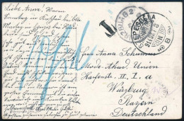 1914.okt. Képeslap "SZEPESBÉLA" - "WÜRZBURG" (Bajorország) Ritka "PORTO KONTROLLE" 10pf Bélyegzéssel RR! - Other & Unclassified