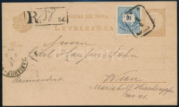 1885 2kr Díjjegyes Levelezőlap 10kr Díjkegészítéssel Ajánlott Küldeményként Aradról Bécsbe - Other & Unclassified