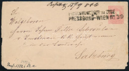 1886 5kr Díjjegyes Boríték PRESSBURG - WIEN Postakalauz Bélyegzéssel Salzburgba - Other & Unclassified