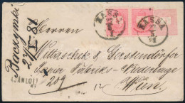 1881 5kr Díjjegyes Boríték Színes Számú 5kr Pár Díjkiegészítéssel "KASSA" - Wien - Other & Unclassified