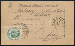 1895 Postai Föladó Vevény "DUNA-SZERDAHELY" 15kr-os Okmánybélyeggel Szép "POZSONY" Bélyegzéssel - Sonstige & Ohne Zuordnung